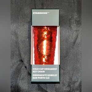 Starbucks Holiday 2023 Poinsettia Red Prism Cold Cup Ornament Keychain